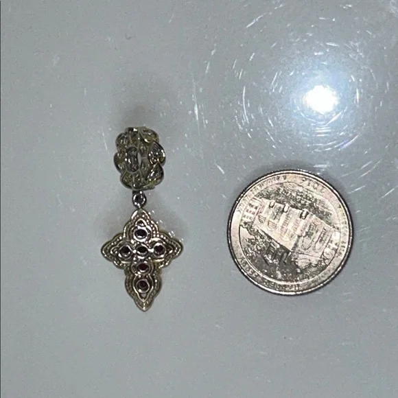 NWOT Gems En Vogue Sterling Silver Genuine Ruby 14 Gold Accent Cross Charm Boho - Picture 6 of 7